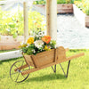 Lucktree Wooden Wagon Planter, Small Wheelbarrow Wagon Flower, Indoor & Outdoor Raised Bed