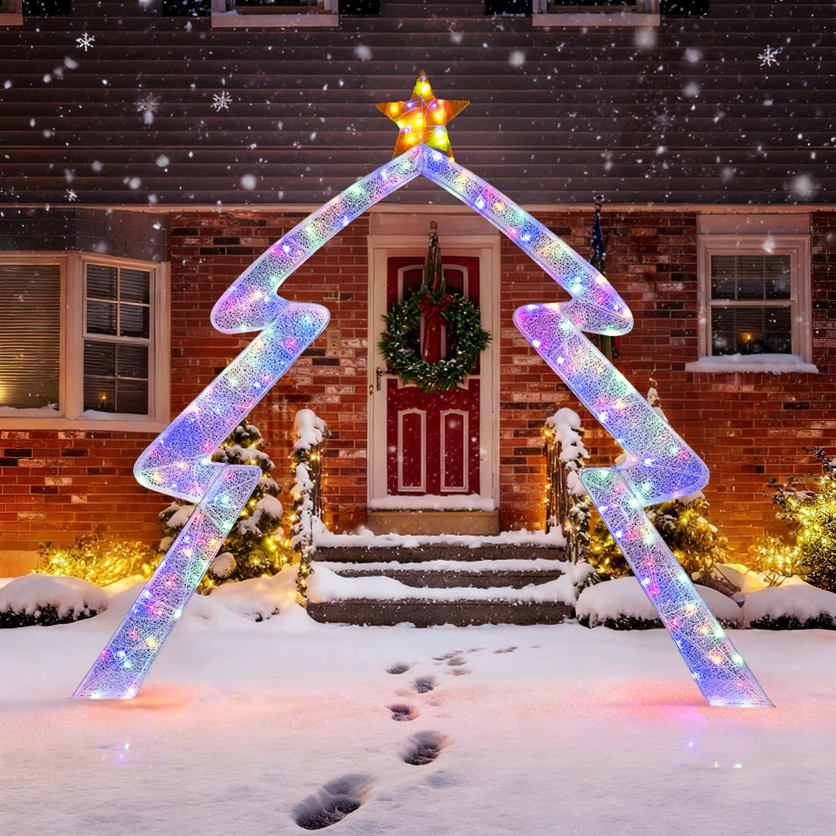 Lucktree 8.8 Feet Christmas Tree-shaped Archway with Top Star