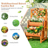 Lucktree Raised Garden Bed with 2 Barrel Planters & Trellis, 2-Tier Freestanding Wooden Raised Bed for Vegetable Flower Fruit