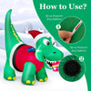 Lucktree 6 FT Lighted Inflatable Christmas Dinosaur Bite a Gift Box