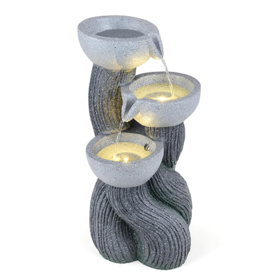 Lucktree 3-Tier Outdoor Water Fountain with Lights
