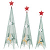 Lucktree Set of 3 Tower Shaped Christmas Trees (3ft/3.5ft/4ft), Artificial Xmas Metal Trees with Removable Star Toppers & Reindeer