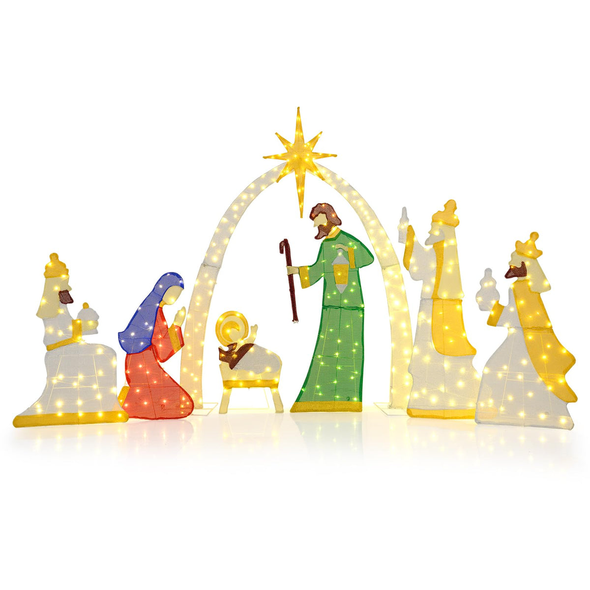Lucktree 7 Pieces Large Christmas Lighted Nativity Scene Set