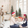 Lucktree 3' 4' 5' Pre-Lit Artificial Christmas Tree Set, Slim Pencil Xmas Trees with Snowy Leaves