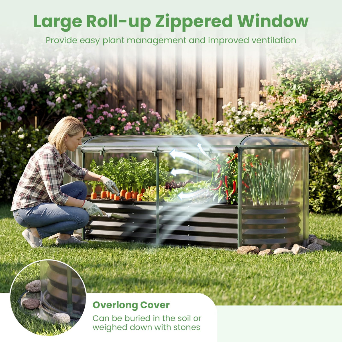 Lucktree Raised Garden Bed w/Greenhouse Cover (6x2x1 FT)