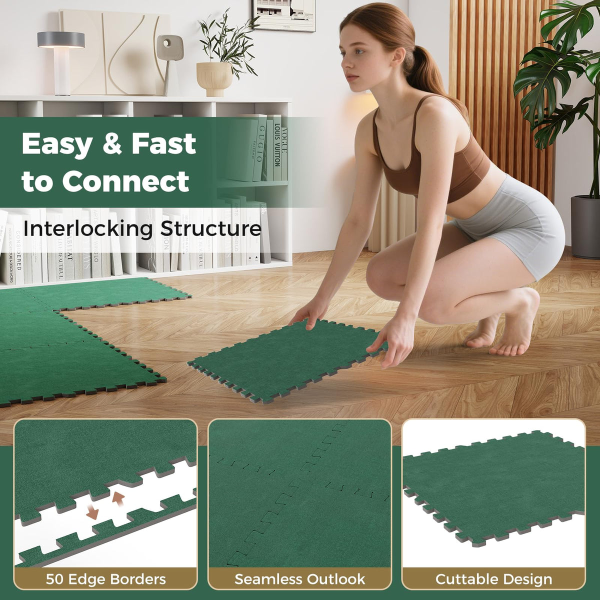 Lucktree 25 Pack-100 Sq.Ft. Foam Floor Tiles for Living Room