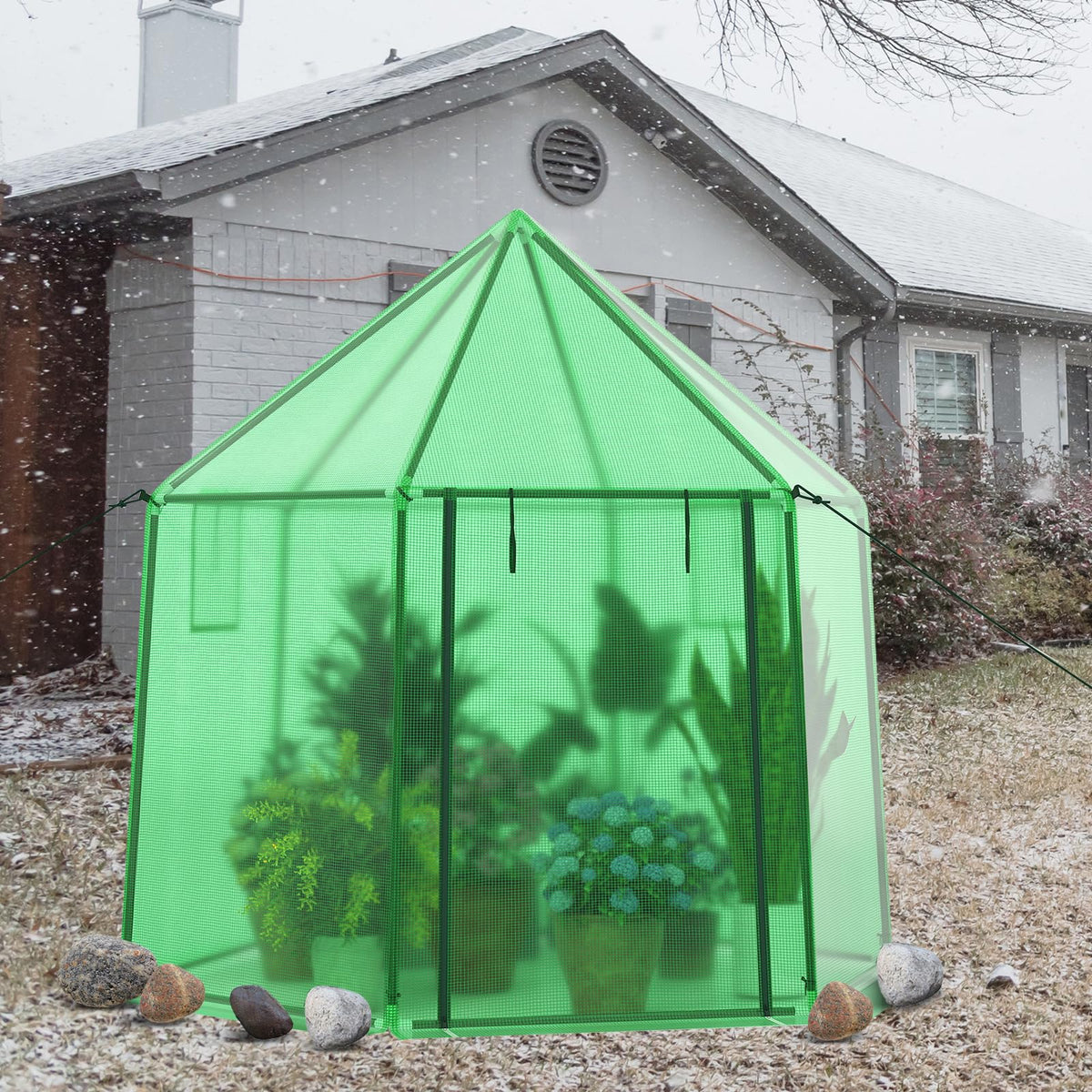 Lucktree 6.5 x 5.7 x 6.3 FT Greenhouse Portable Walk in Outdoor Hot House Tent