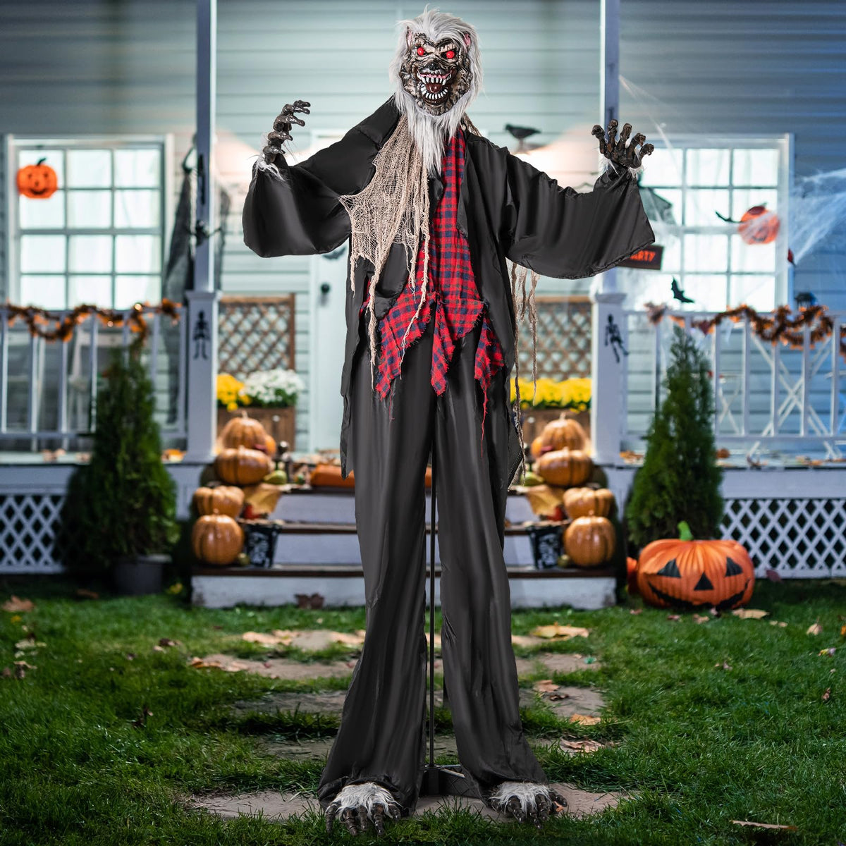 Lucktree 8.2 Ft Halloween Animatronics, Sound-Activated Werewolf with Light-up Eyes & Scary Sounds