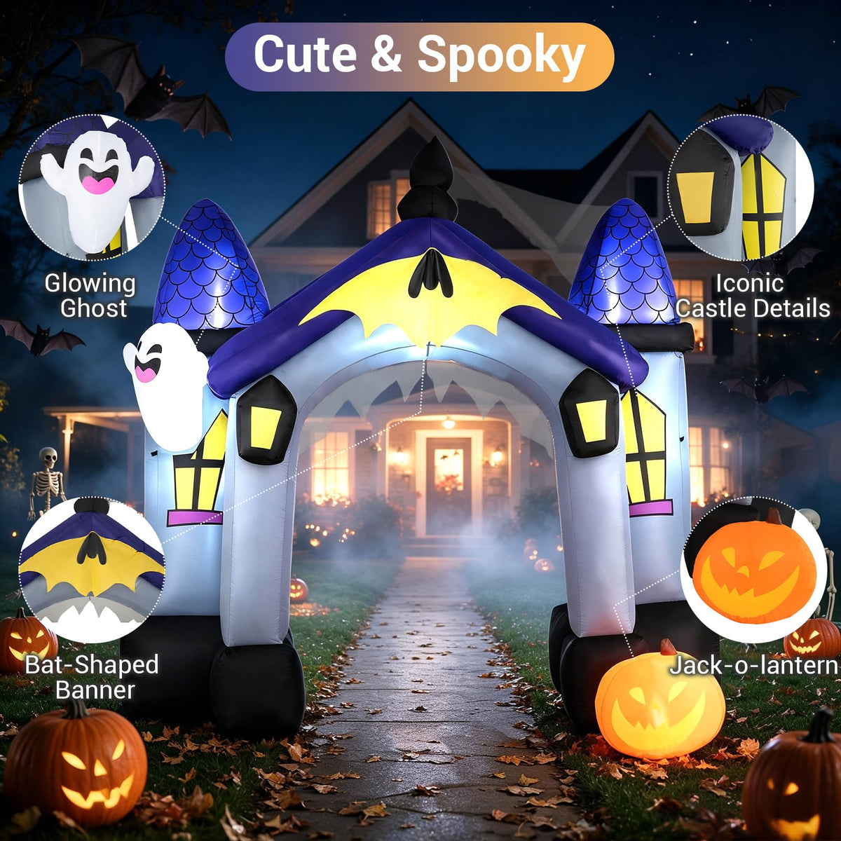 9FT/270 CM Halloween Inflatable Archway with LED Lights