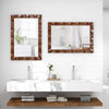 Lucktree 41.5" x 28" Farmhouse Wall Mirror, Rubber Wood Rustic Style Wall Mirror