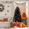 Lucktree 6/7/8 FT Pre-Lit Black Halloween Tree, Artificial Hinged Christmas Tree with 280/380/500 Orange & Purple LED Lights