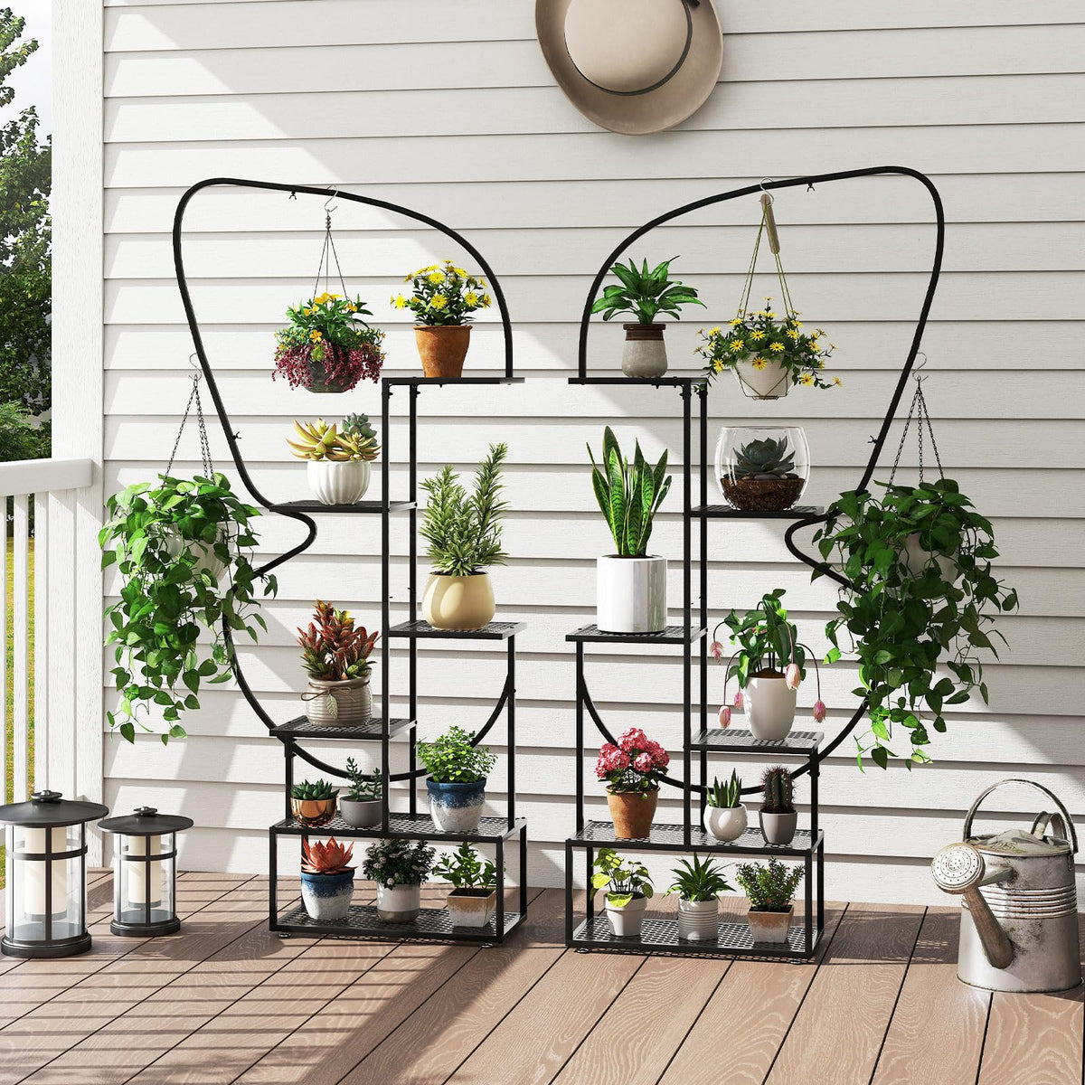 Lucktree 2 Pack 6-Tier Butterfly-Shaped Plant Stand Indoor