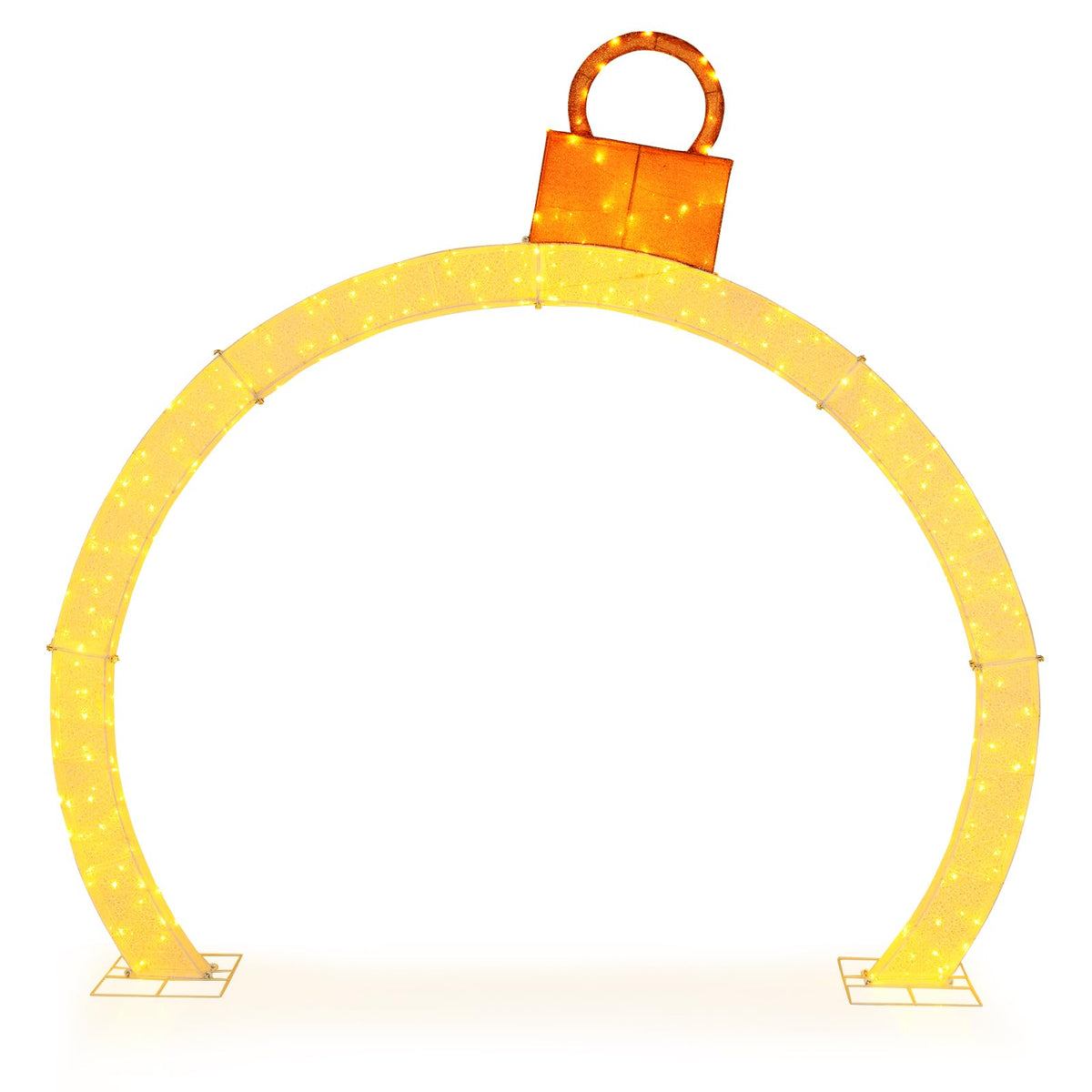 Lucktree 10.5 FT Outdoor Christmas Lighted Archway with Gold Ornament Cap