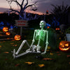 Lucktree 63" Life-Size Posable Skeleton with Green LED Lights Halloween Lighted Skeleton Decoration