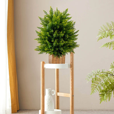 Lucktree 21.5" Artificial Tree, Set of 2 Faux Potted Plants Artificial Shrubs Bushes