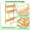 Lucktree Plant Stand Indoor Outdoor - Bamboo 3-Tier Hanging Tall Ladder Flower Pot Display Organizer Rack