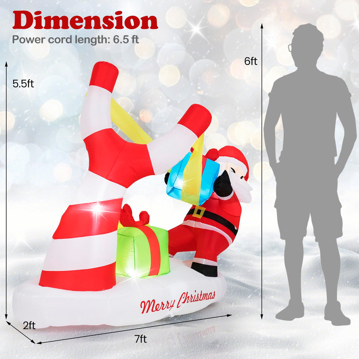 Lucktree 7 FT Christmas Inflatable Santa Outdoor Decoration
