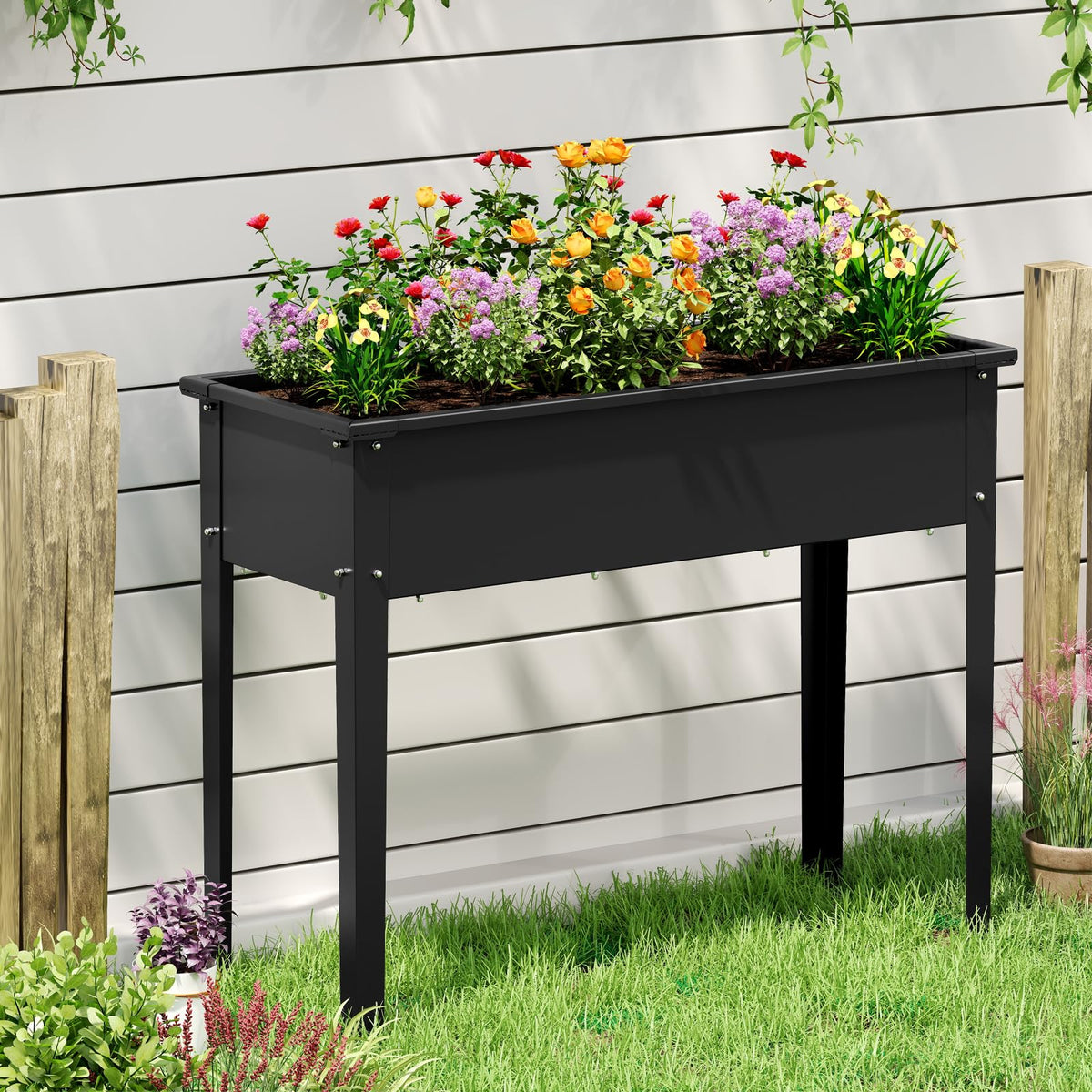 Lucktree Metal Raised Garden Bed with Legs(40”x16”x32”)