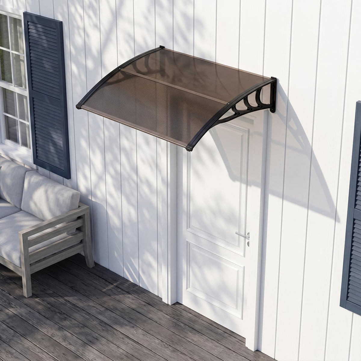 Lucktree 30" x 39" Window Awning with Hollow Sheet for Rain Snow Sunlight Protection
