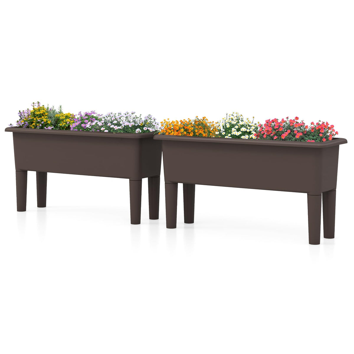 Lucktree Raised Garden Beds Outdoor Set of 2, Self-Watering Planter Box with Detachable Legs & Drainage Hole