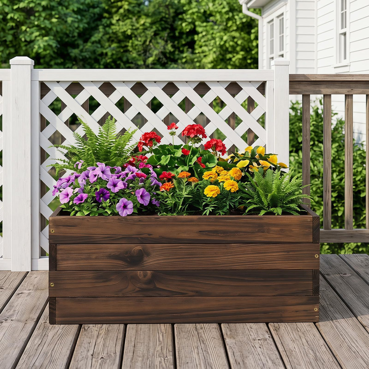 Lucktree 23" x 23" Square Wooden Raised Garden Bed (1/2)