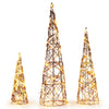 Lucktree Set of 3 Large Christmas Cone Trees, 32” 24” 16” Indoor Christmas Trees w/Warm White LED Lights