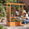 Lucktree Wooden Raised Garden Bed with Trellis & Hanging Roof