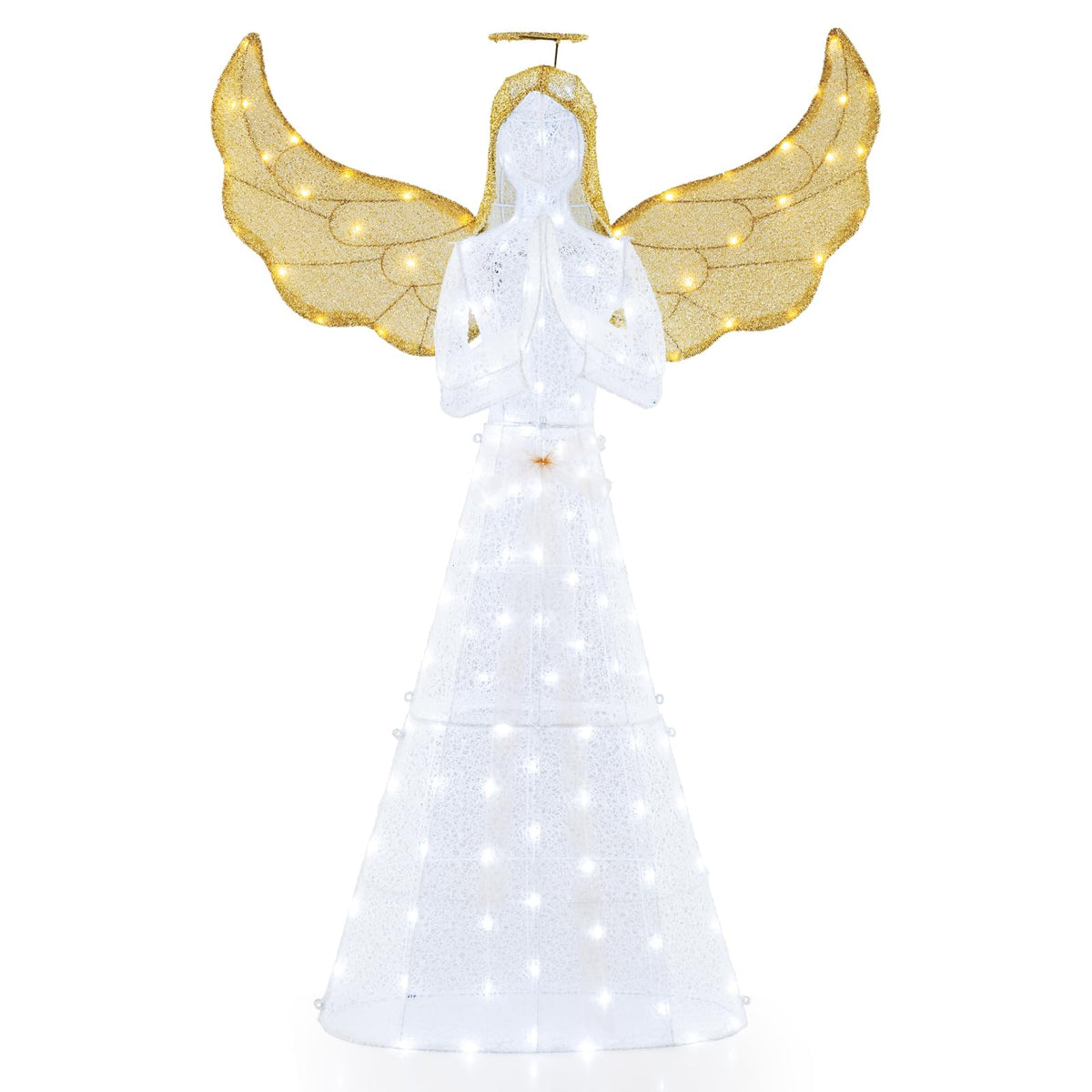 Lucktree 5 FT Christmas Pre-Lit Angel, Yard Lighted-up Festive Angel w/Halo