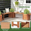 Lucktree Outdoor Bench with Raised Garden Bed, Wood Seat with Teak Oil Finish, Planter Box with Open-Ended Base