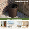 Lucktree Set of 3 Plastic Planters | 14 & 11 & 9 Inch Taper Rattan Planters with Drainage Holes and Saucers
