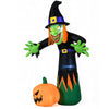 Lucktree 8 FT Halloween Inflatable Witch & Pumpkin with Built-in LED Lights