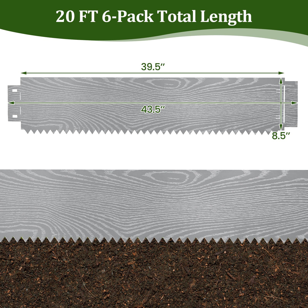 Lucktree 6 Pack Galvanized Steel Landscape Edging
