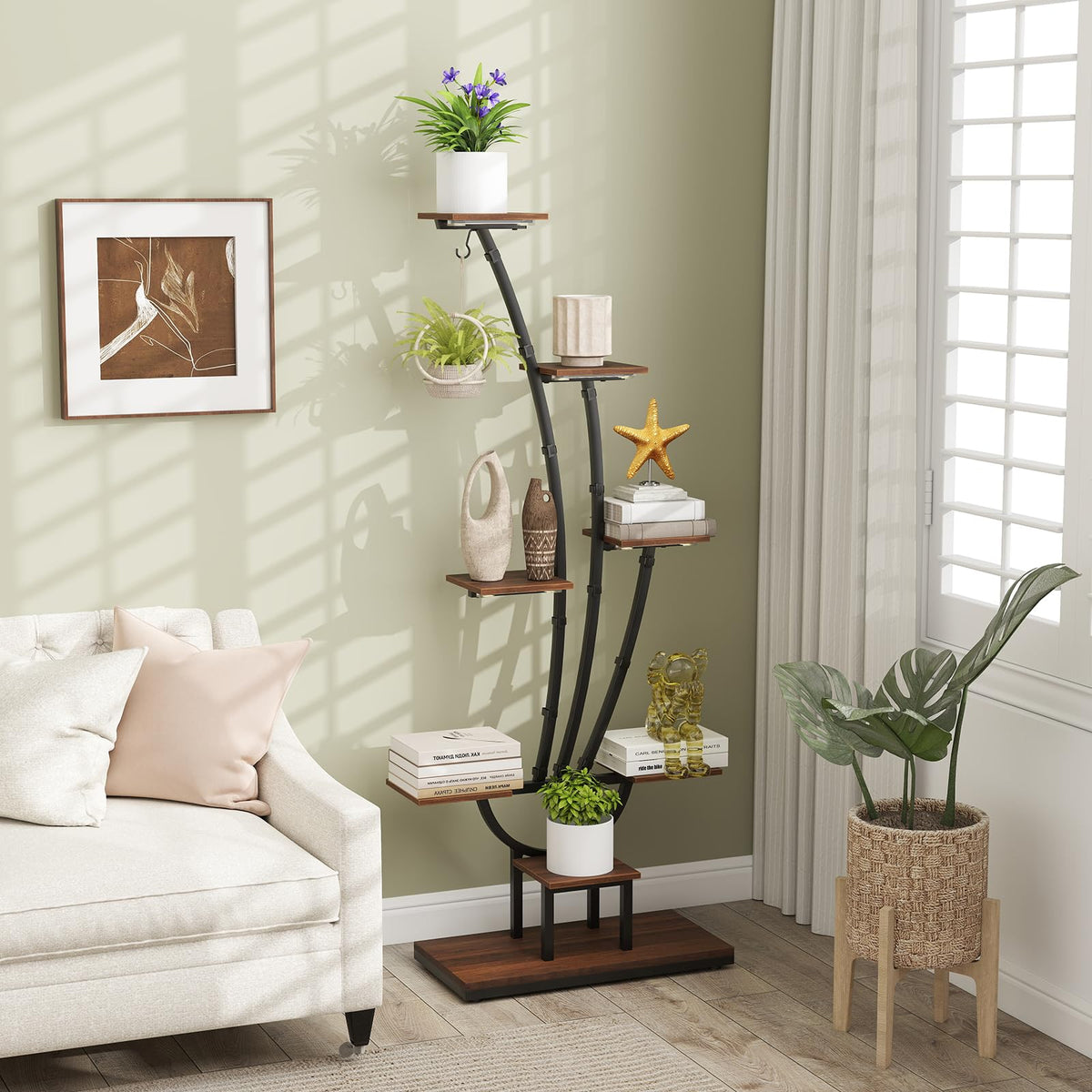 Lucktree Plant Stand Indoor  8-Tier 62" Tall Corner Metal Plant Shelf for Multiple Plants