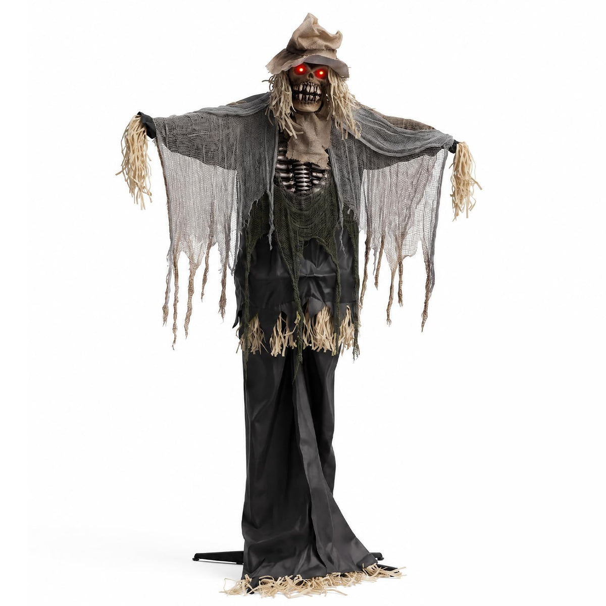 Lucktree 7.3 FT Animated Halloween Standing Skeleton Scarecrow Decoration