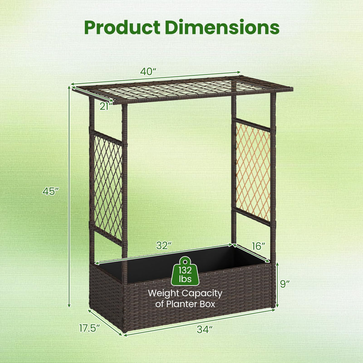 Lucktree Raised Garden Bed with Trellis & Hanging Roof