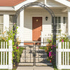Lucktree Garden Arbor with Gate, 84" H x 54" W Metal Arch Trellis for Climbing Plants Rose Vines