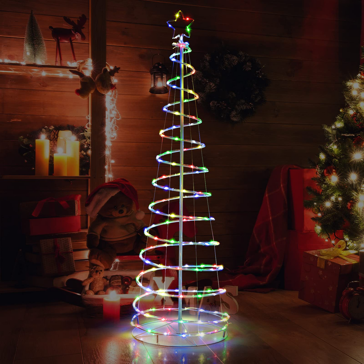 Lucktree 6 FT Spiral Christmas Tree, Outdoor Led Christmas Tree with 135 LED Lights - LucktreeUS