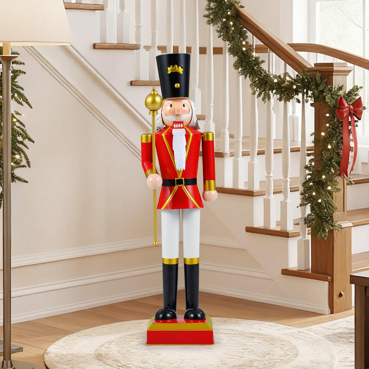 Lucktree 32.5 Inch Christmas Nutcracker with High Hat and Beautiful Scepter