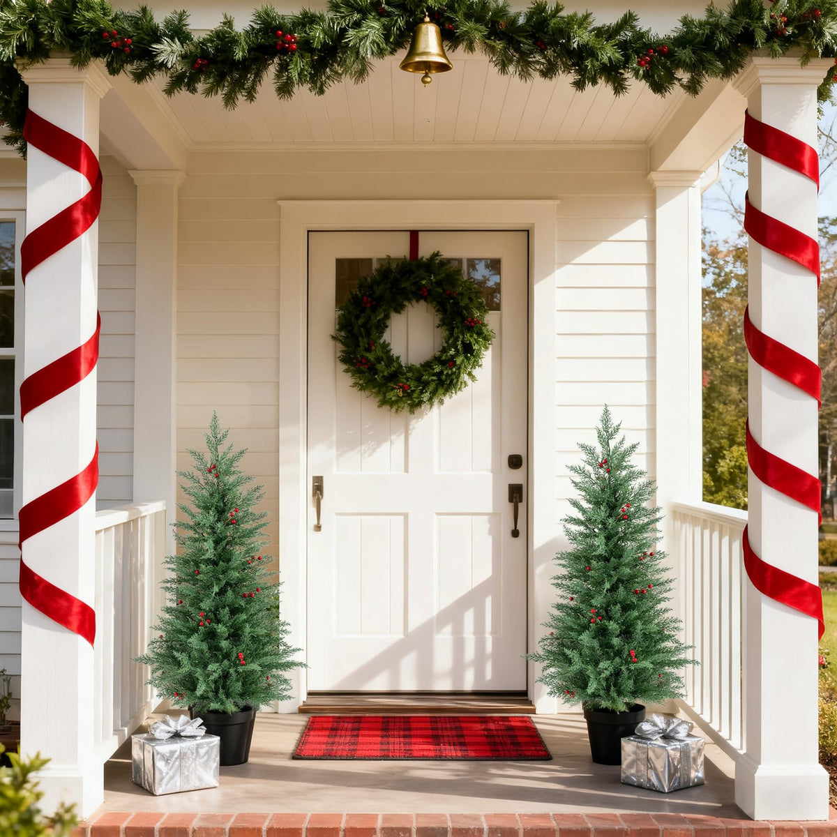 2 Pack 4 FT Pre-lit Cypress Christmas Trees w/70 Warm White LED Lights