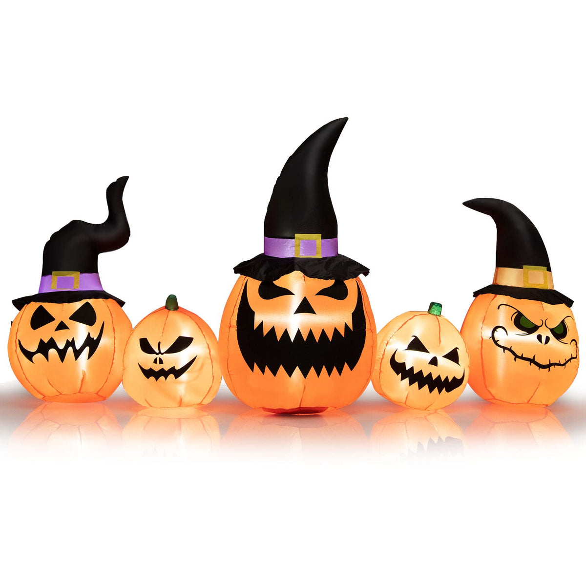 Lucktree 8 Ft Halloween Inflatable Pumpkin Family, Waterproof Halloween Yard Decoration with Built-in LED Lights, Sandbag