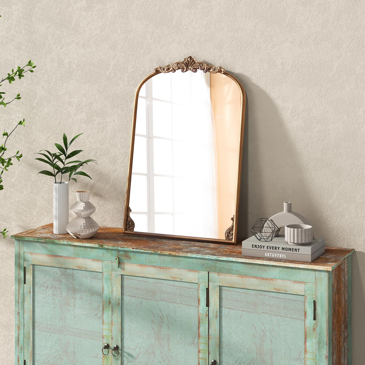 Lucktree Antiqued Gold Wall Mirror(30"L x 20"W)