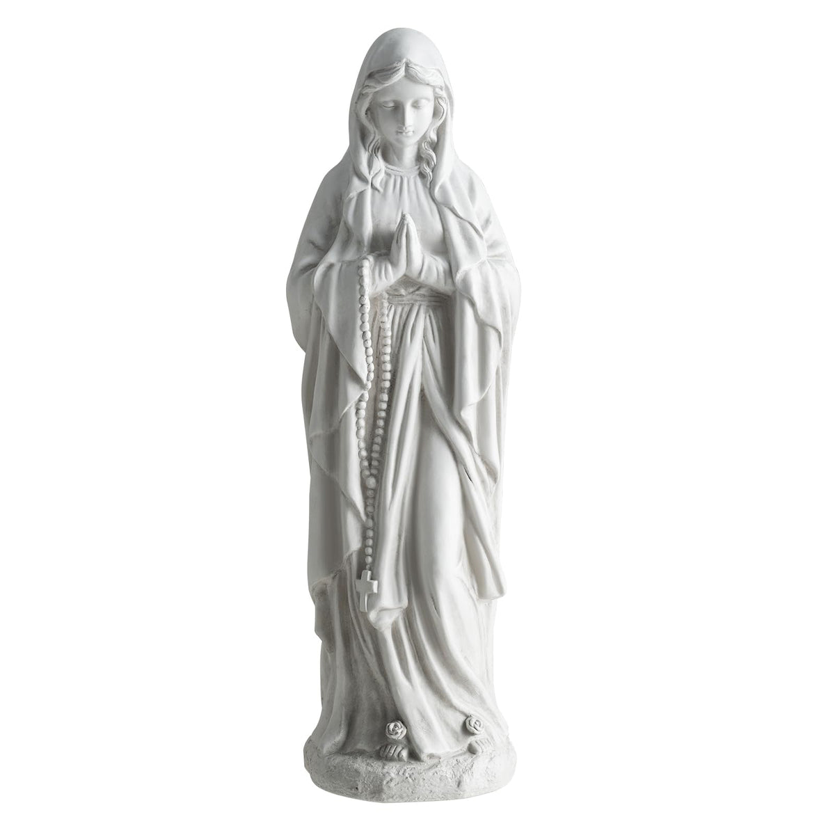 Lucktree Virgin Mary Praying Statue 29.5" | Blessed Mother Outdoor Religious Statue with Rosary Beads