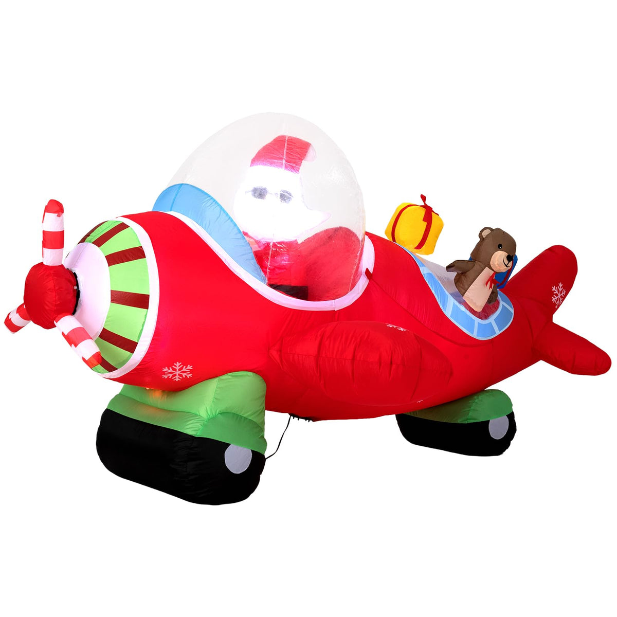 Lucktree 7.2 Ft Animated Inflatable Santa on Plane Pre-lit Blow up Yard Decoration