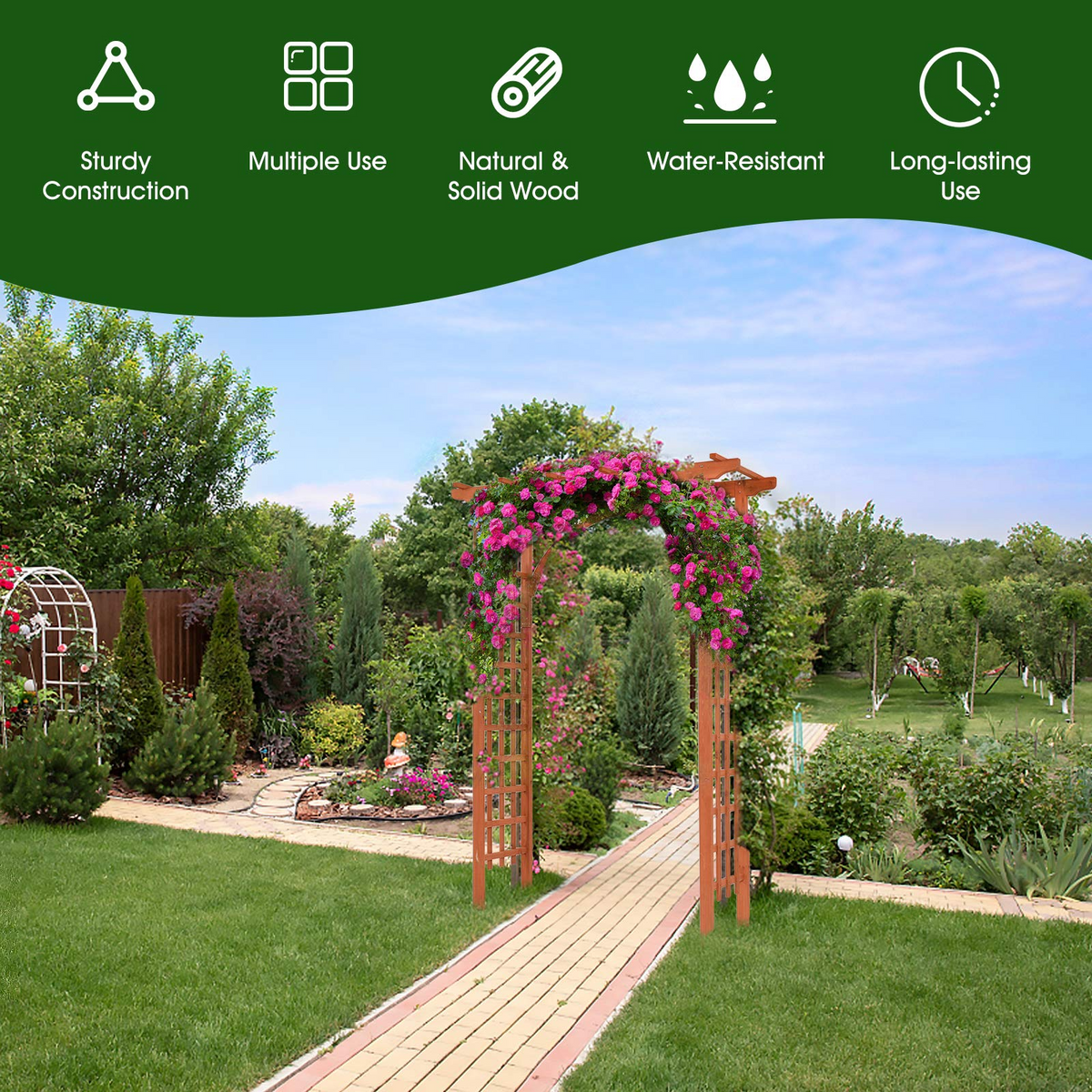 Lucktree 85 inches Garden Arbor, Wooden Wedding Arches Structure