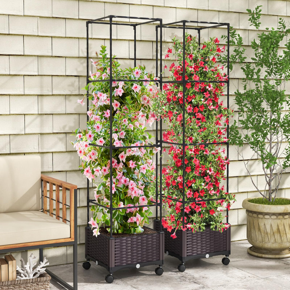 Lucktree Raised Garden Bed with Tomato Cages, 67” Adjustable Height