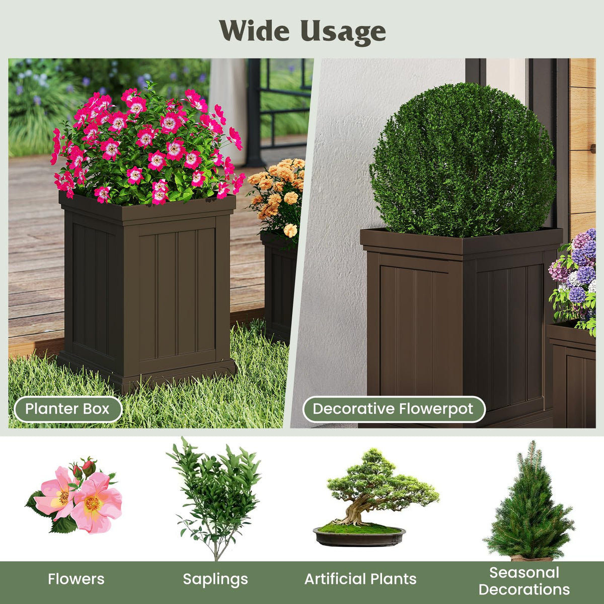 Lucktree 19" Large & 13” Small Flower Pots with Drainage Holes & Nesting Design