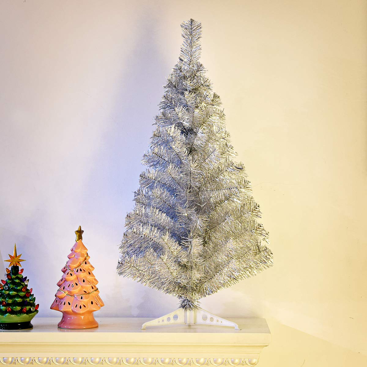 Lucktree 3ft Silver Pencil Christmas Tree, Artificial Slim Tree - LucktreeUS