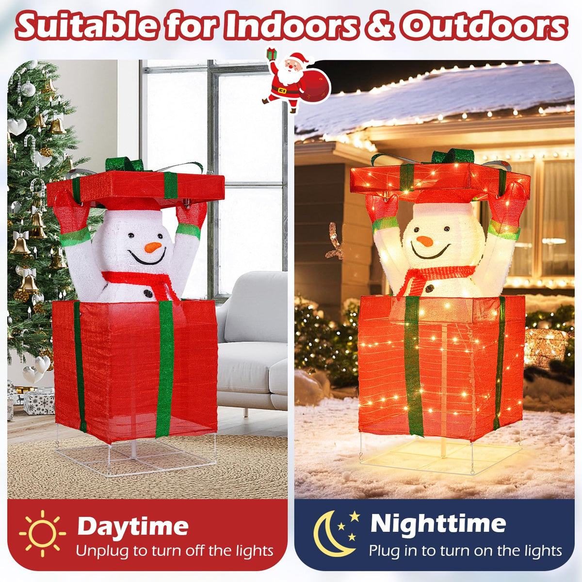Lucktree Lighted Snowman in Gift Box Christmas Decoration