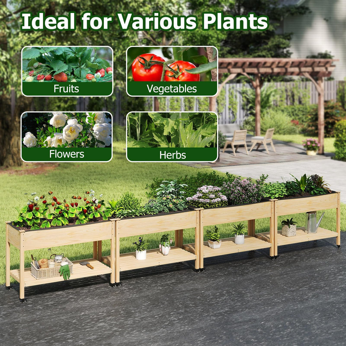 Lucktree 47”x23”x33” Wood Planter Box