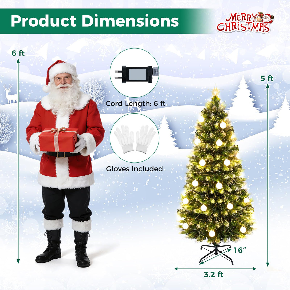 5 FT Pre-Lit Fiber Optical Artificial Christmas Tree